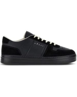 Hogan H-Tv Smooth And Suede Leather Sneakers Shoes - Black