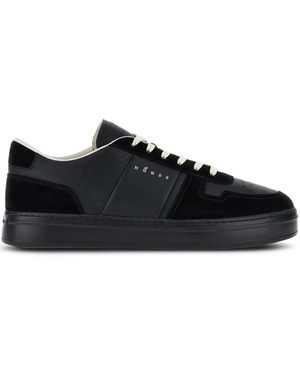 Hogan H-Tv Smooth And Suede Leather Sneakers Shoes - Black