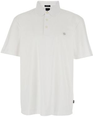 BOSS White Polo Shirt With Classic Collar And Logo Patch On The Front In Cotton Man
