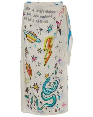 ME 369 'amber' Multicolour Wrap Skirt With All-over Print In Viscose Woman - Grey