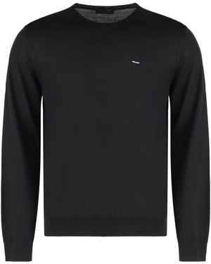 Prada Crew Neck Sweater In Combed Wool - Black