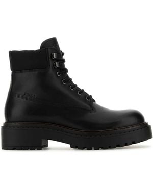 Prada Leather Ankle Boots - Black