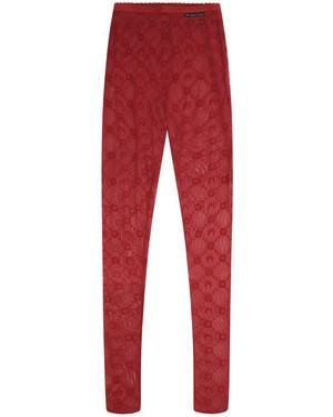 Marine Serre Recycled Mesh Flocked Tights - Red