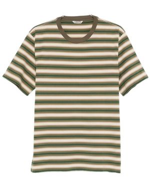 AURALEE Striped Cotton T-Shirt - Green
