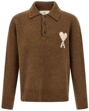 Ami Paris 'Ami De Coeur' Sweater - Brown
