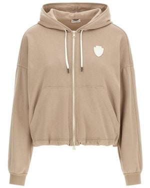 Brunello Cucinelli Heraldic Coat Of Arms Hoodie - Natural