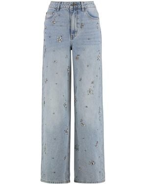 Self-Portrait Wide-Leg Jeans - Blue