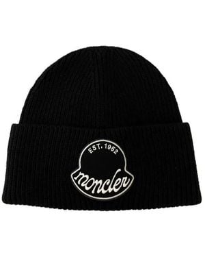 Moncler Logo-patch Beanie Accessories - Black