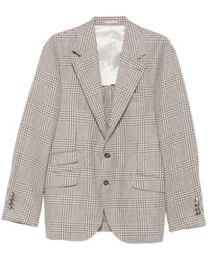 Brunello Cucinelli Single-breasted Check Blazer Clothing - Grey