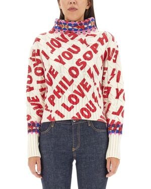 Philosophy Di Lorenzo Serafini High Neck I Love You Philosophy T-Shirt - Red