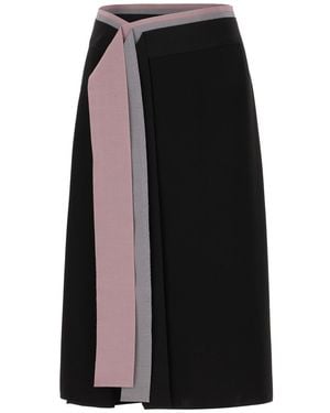 Fendi Silk Cady Midi Skirt Skirts - Black
