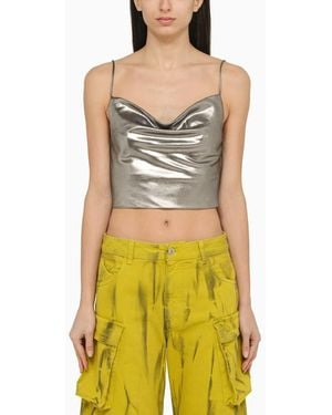 ROTATE BIRGER CHRISTENSEN Metallic Crop Top - Green