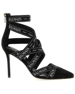 Balmain 'Couture Ribbon-Print' Court Shoes - Black