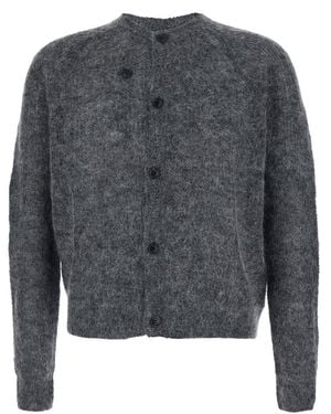 Tonywack Crew Neck Cardigan With Brushed Effect - Grey