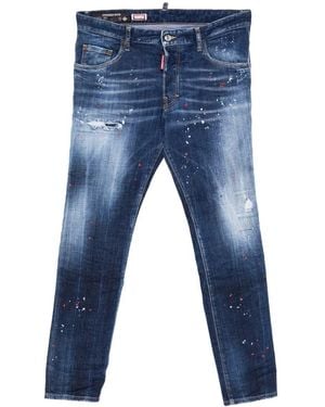 DSquared² Skater Distressed Paint Jeans - Blue