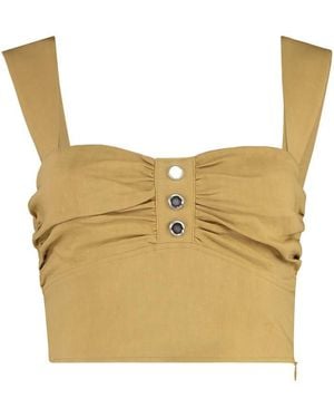 Pinko Linen Crop Top - Yellow