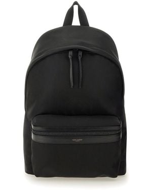 Saint Laurent City Backpack Made Of Econyl, Soft Leather And Nylon - Black