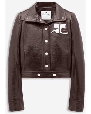 Courreges Vinyl Biker Jacket - Brown