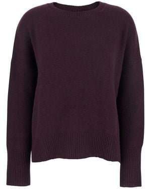 Lisa Yang 'Mila' Bordeaux Sweater With Dropped Shoulders And Ribbed Trims - Purple
