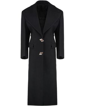 The Attico Virgin Wool Long Coat - Black