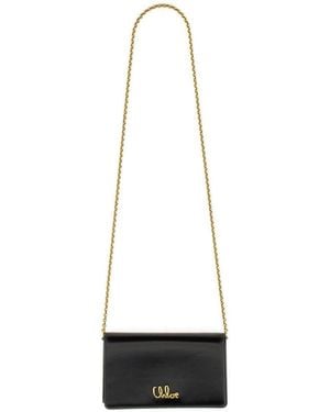 Chloé Wallet With Flap And Chain "iconic" - White