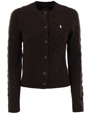 Polo Ralph Lauren Wool And Cashmere Cable Knit Cardigan - Black