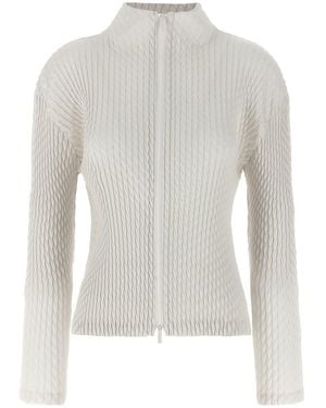 Issey Miyake 'Sleek Pleats' Cardigan - White