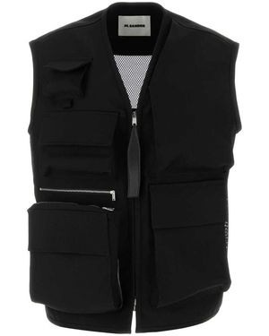 Jil Sander Wool Blend Sleeveless Jacket - Black