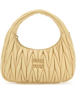 Miu Miu Cream Nappa Leather Wander Handbag - Metallic
