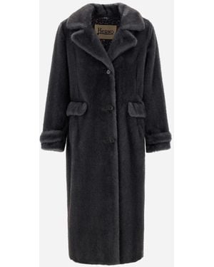 Herno Shearling Effect Coat - Black