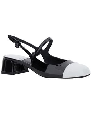 Jeffrey Campbell 'Cou-Cou' Slingback Pumps With Low Block Heel And Contrasting Toe - White