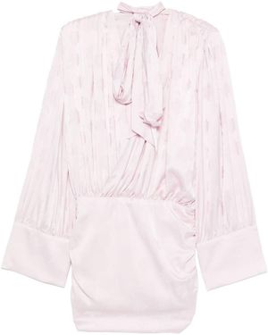 ROTATE BIRGER CHRISTENSEN Short Blush Dress With A Bow - Pink