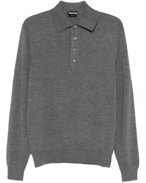 Tom Ford Long-Sleeved Polo Shirt - Gray