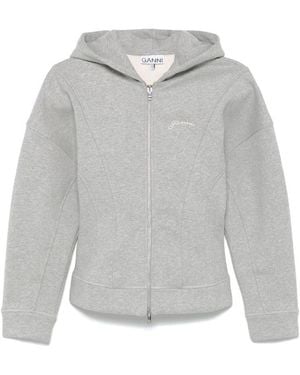 Ganni Organic Cotton Fleece Sweatshirt - Gray