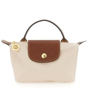Longchamp Pochette Con Manico Le Pliage - White