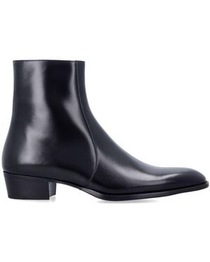 Saint Laurent Roman Leather Ankle Boots - Blue