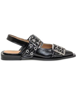 Ganni Buckle Ballerina - White