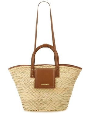 Jacquemus 'Le Panier Soli' Handbag With Logo Detail - Natural