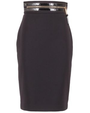 Elisabetta Franchi Zip-Trimmed Pencil Midi Skirt - Blue