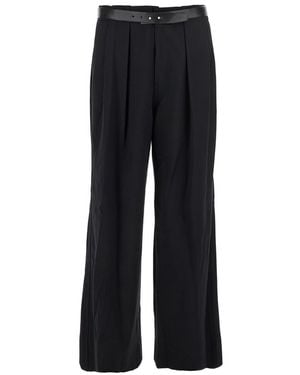 Juun.J Wool Blended Trousers With Belt - Black