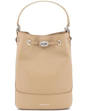 Zanellato Monda' Daily Small Leather Bucket Bag - Natural
