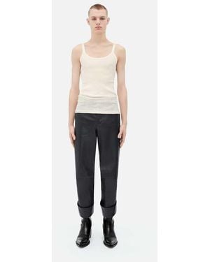Tシャツ・カットソー BOTTEGA VENETA COTTON TANK TOP Bottega Veneta: Black Rib Tank Top | SSENSE