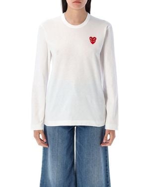 COMME DES GARÇONS PLAY Double Heart L/S Tee - White