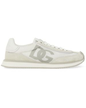 Dolce & Gabbana Leather Low-Top Trainers With Dg Logo - White