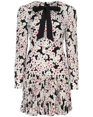 Alessandra Rich Daisy-Print Silk Dress - White