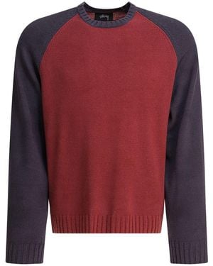 Stussy Colorblocked Raglan Crew - Red