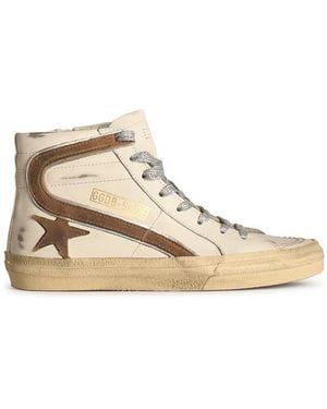 Golden Goose 'Slide' Leather Trainers - Natural