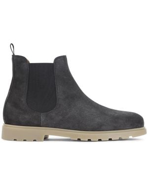 Kiton Dark Suede Calf Leather Ankle Boots - Black