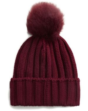 Woolrich Ribbed Pom-Pom Beanie - Red