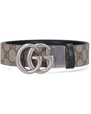 Gucci Gg Marmont Reversible Belt - Grey